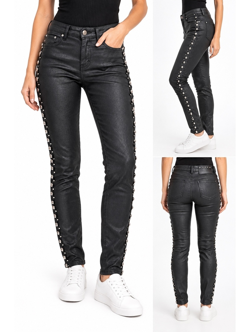 Queen Hearts Paris XL Black  Skinny Jeans Studded Rhinestone Y2K Glam.   0176